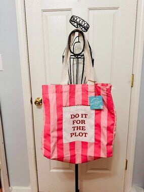 HANDCRAFTED IN INDIA DO IT FOR THE PLOT PINK STRIPED CANVAS SHOPPER TOTE